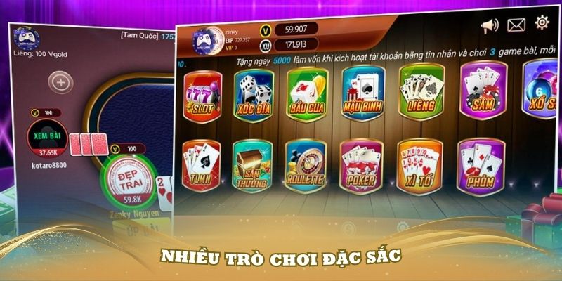 Đa dạng tựa game để thành viên tham gia lựa chọn